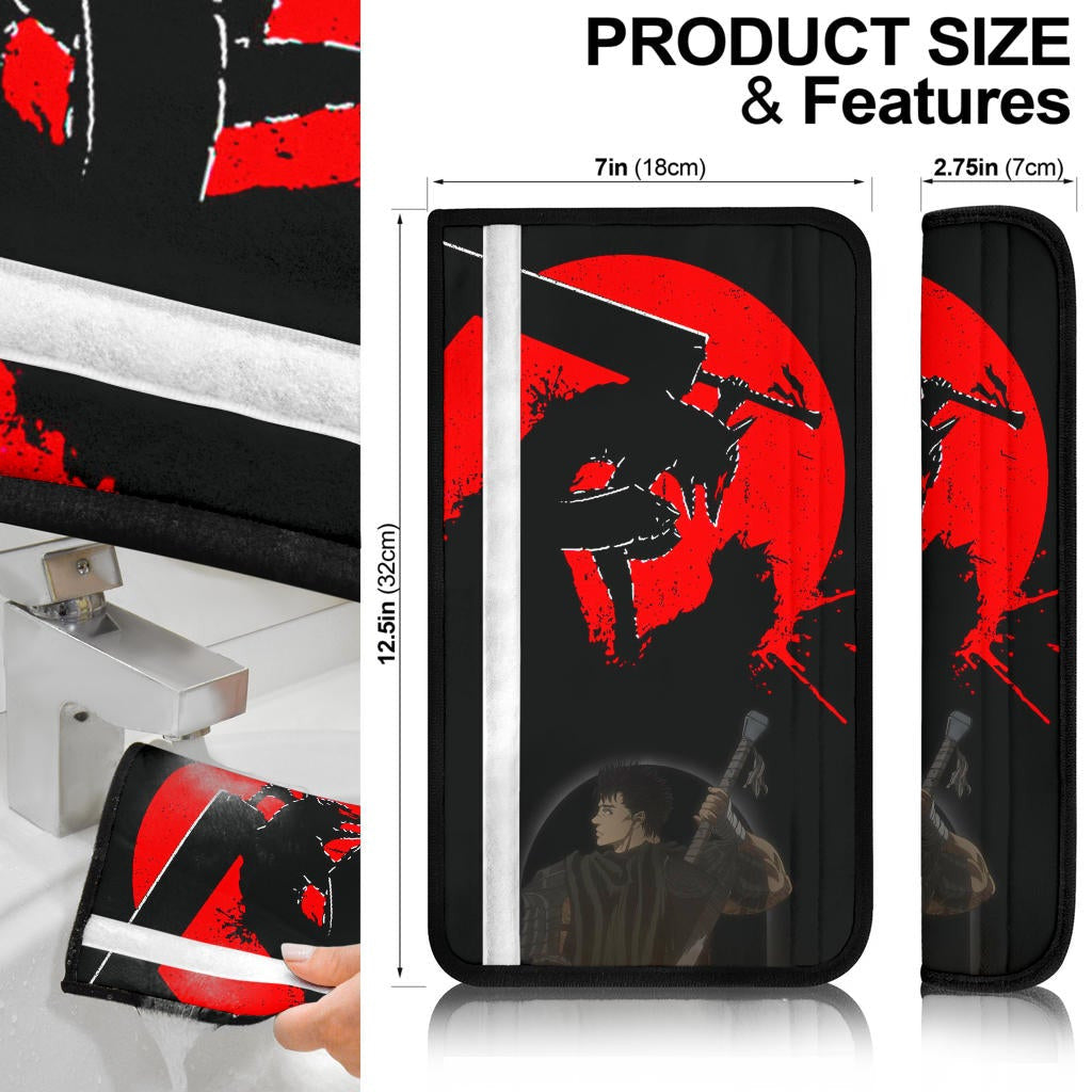 Berserk Anime Seat Belt Covers - Guts With Wolf Armor Bloody Red Moon Belt Covers