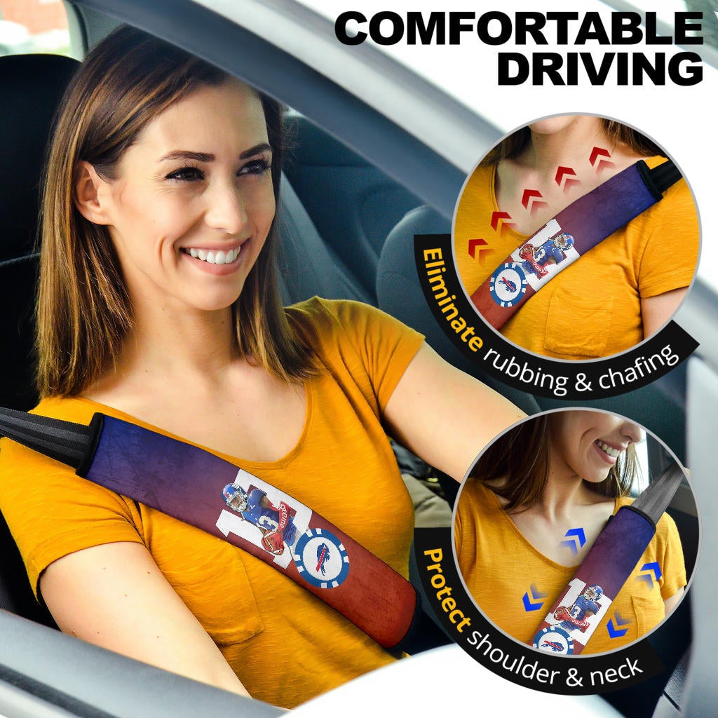 Buffalo Bills American Football Team Seat Belt Covers Gabriel Davis 13 Holding Rugby Ball  Belt Covers