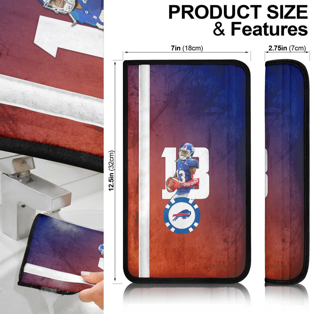 Buffalo Bills American Football Team Seat Belt Covers Gabriel Davis 13 Holding Rugby Ball  Belt Covers