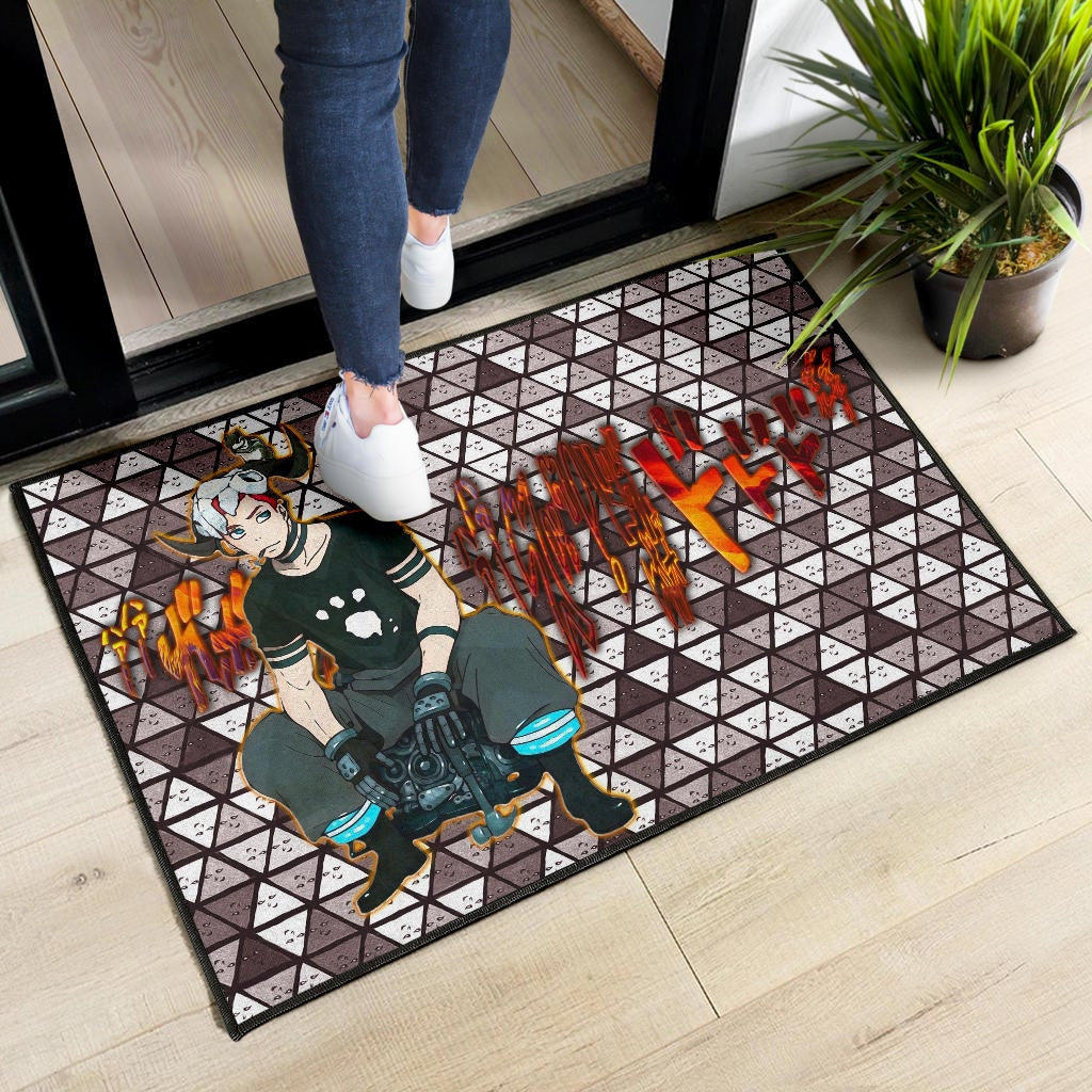 Fire Force Anime Door Mat Vulcan Joseph Machine Engineer Paw On Shirt Door Mat Home Decor