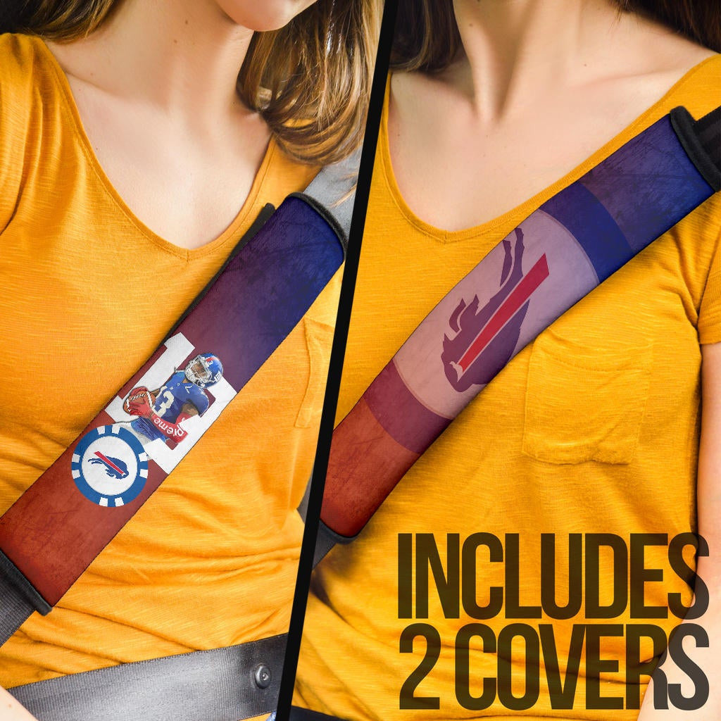 Buffalo Bills American Football Team Seat Belt Covers Gabriel Davis 13 Holding Rugby Ball  Belt Covers
