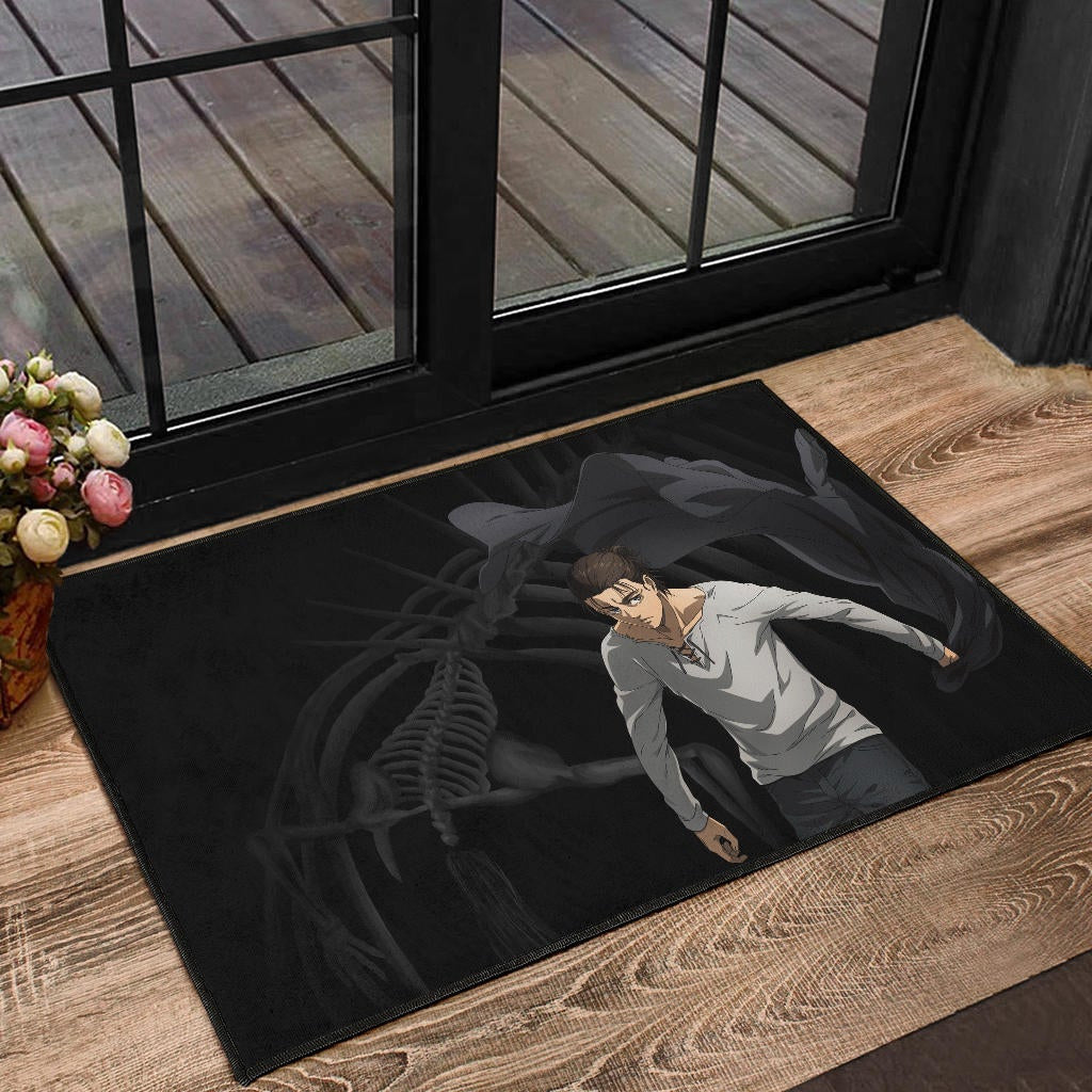 Attack On Titan Anime Door Mat - Eren Take Off Cloak Monster Skeleton Door Mat Home Decor