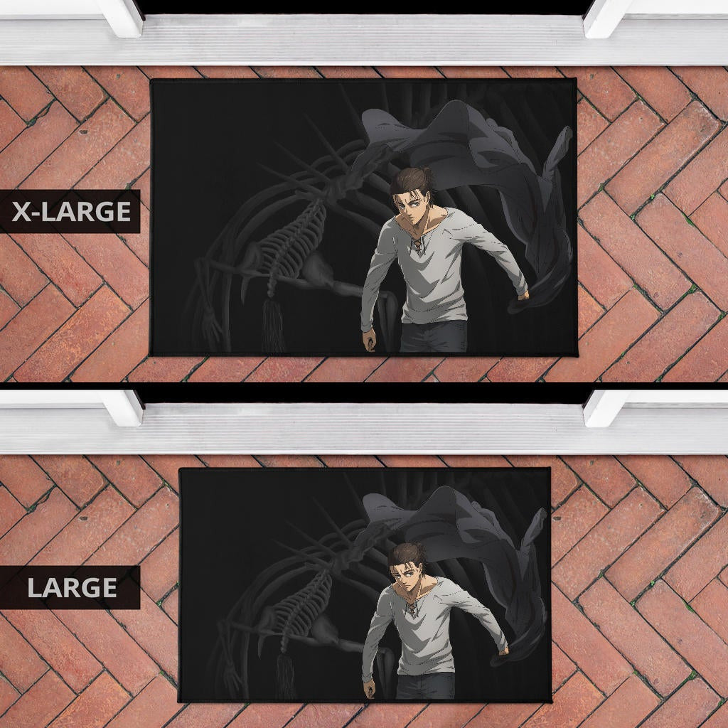 Attack On Titan Anime Door Mat - Eren Take Off Cloak Monster Skeleton Door Mat Home Decor
