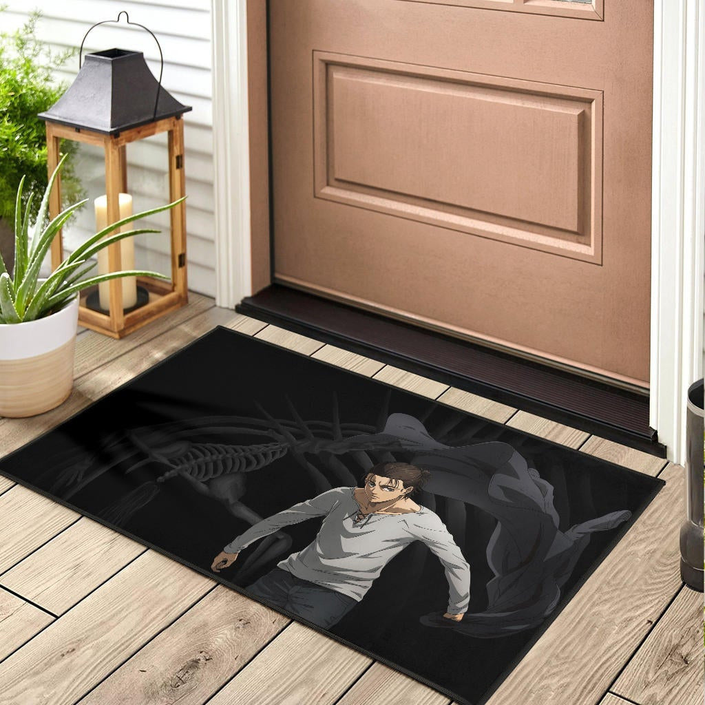 Attack On Titan Anime Door Mat - Eren Take Off Cloak Monster Skeleton Door Mat Home Decor