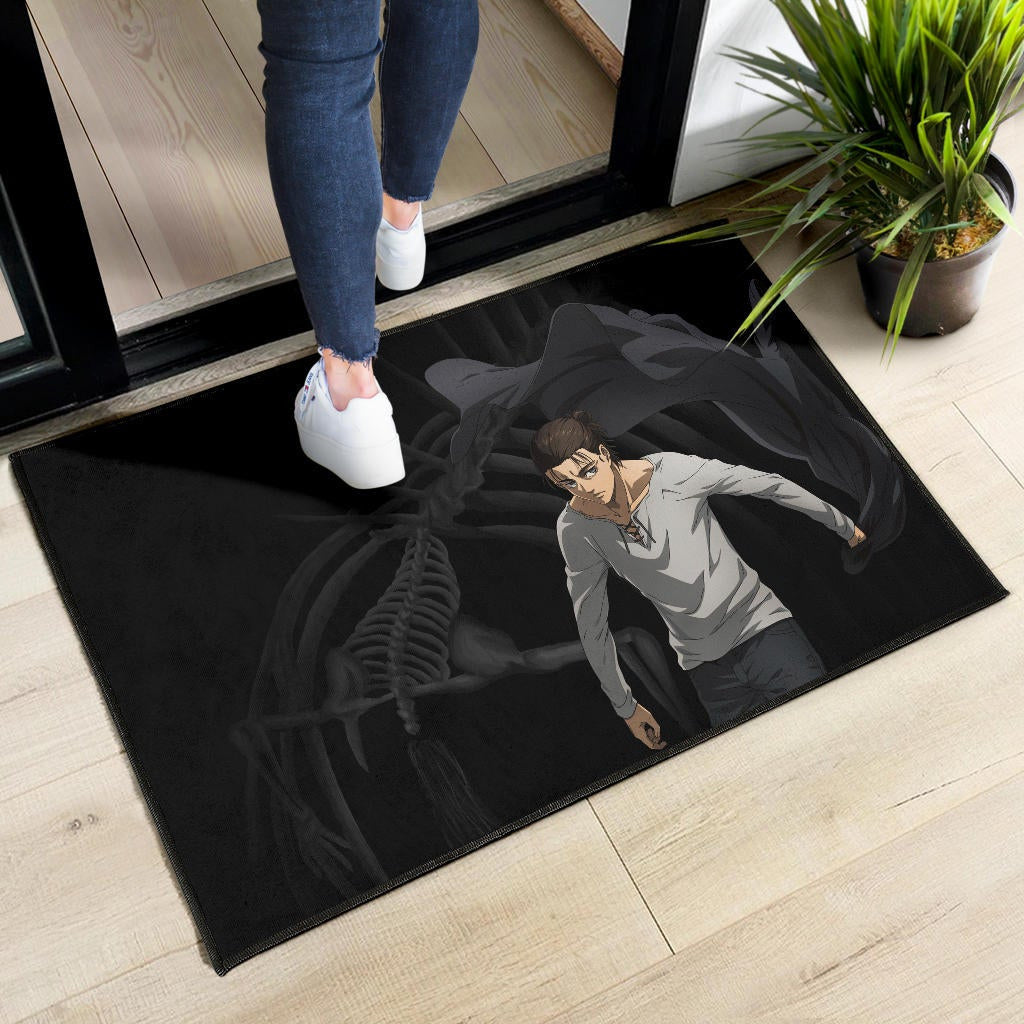 Attack On Titan Anime Door Mat - Eren Take Off Cloak Monster Skeleton Door Mat Home Decor