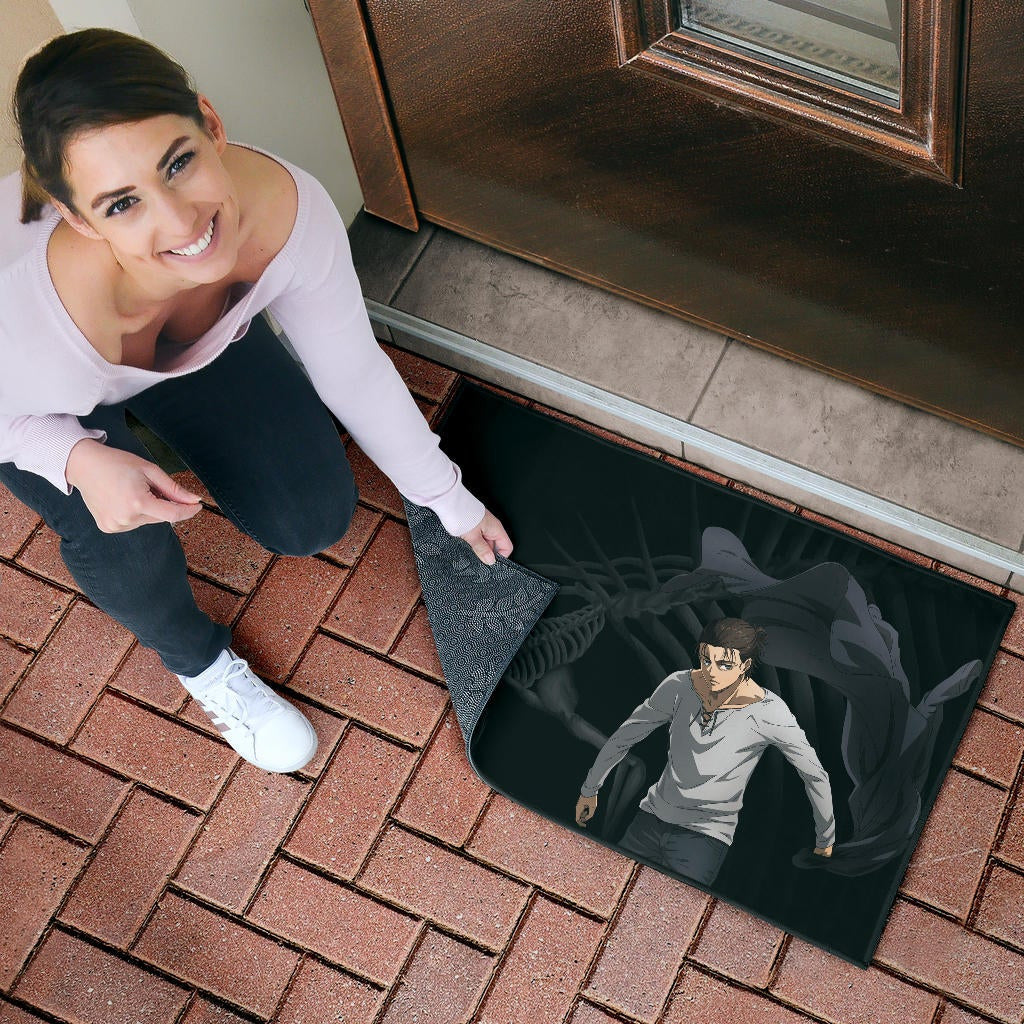 Attack On Titan Anime Door Mat - Eren Take Off Cloak Monster Skeleton Door Mat Home Decor