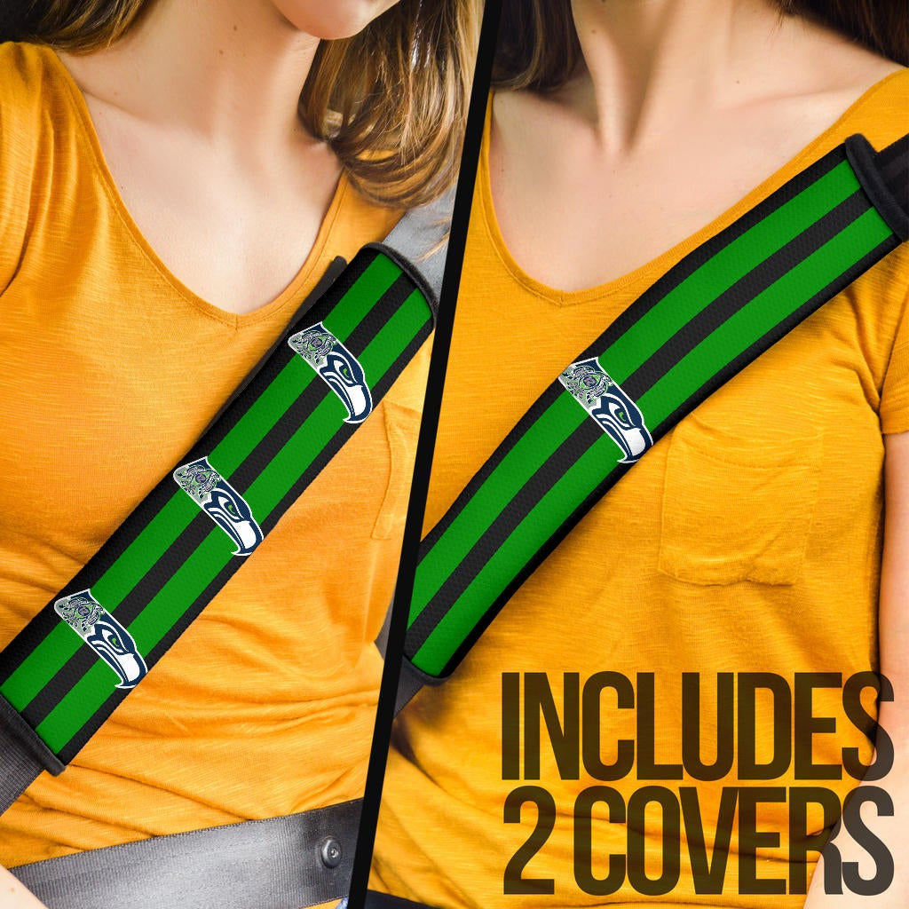 American Football Team Seat Belt Covers - Seattle Seahawks Face Incredible Lines Belt Covers