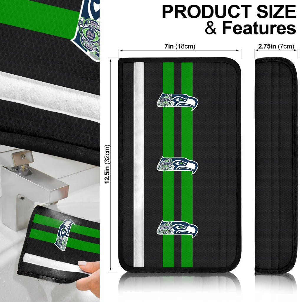American Football Team Seat Belt Covers - Seattle Seahawks Face Incredible Lines Belt Covers
