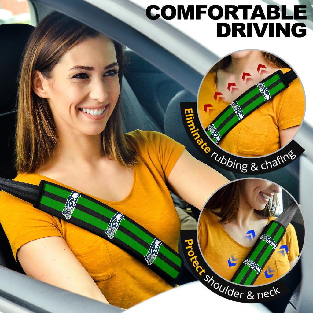 American Football Team Seat Belt Covers - Seattle Seahawks Face Incredible Lines Belt Covers