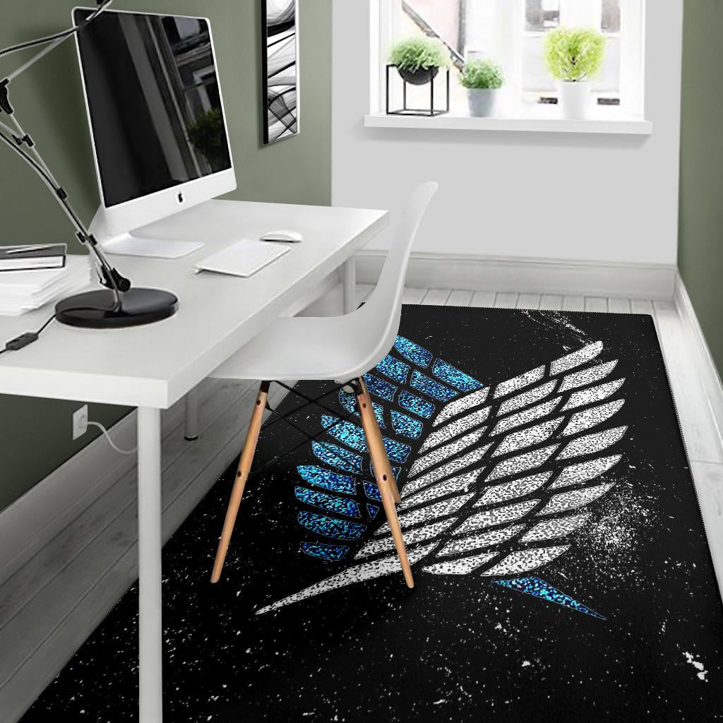 Attack On Titan Anime Area Rug - Blink Wings Of Freedom Symbol Galaxy Rugs Home Decor
