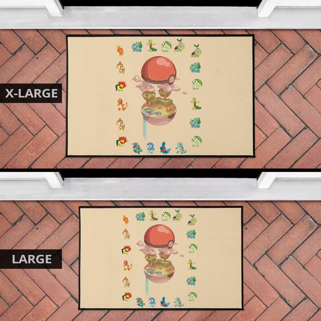 Pokemon Anime Door Mat Pokeball Opening Chibi Tiny Pokemon World Door Mat Home Decor