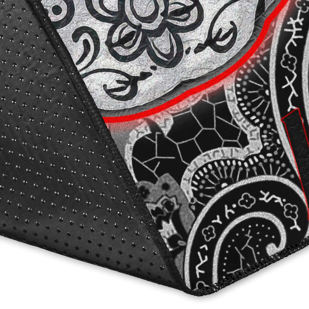 Valentine Area Rug - Tattooed Skull Rose Heart In Eyes Black White Pattern Rugs Home Decor