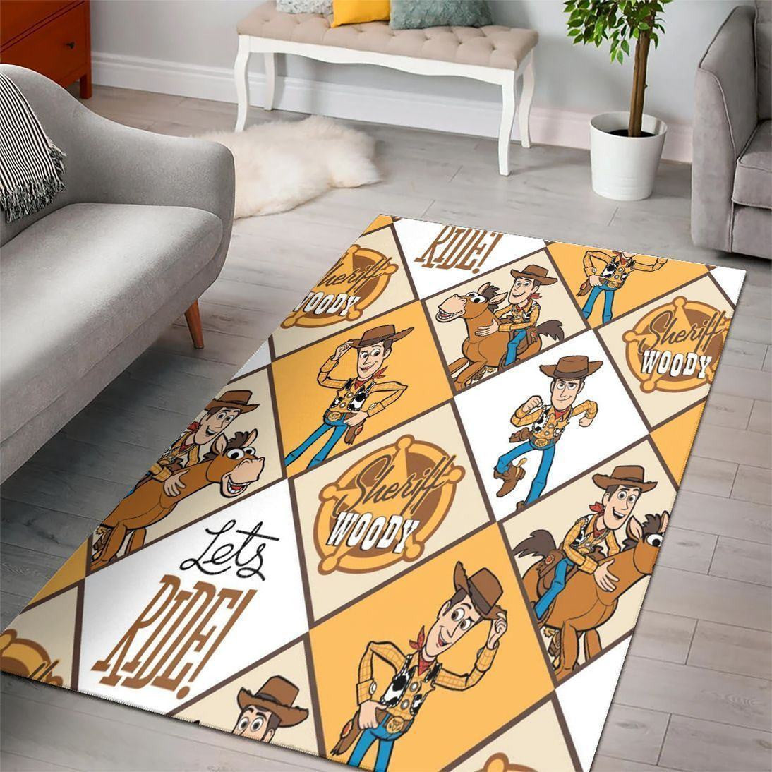 Disney Movies Rectangle Rug | Woody Toy Story Living Room Cartoon Floor Carpet