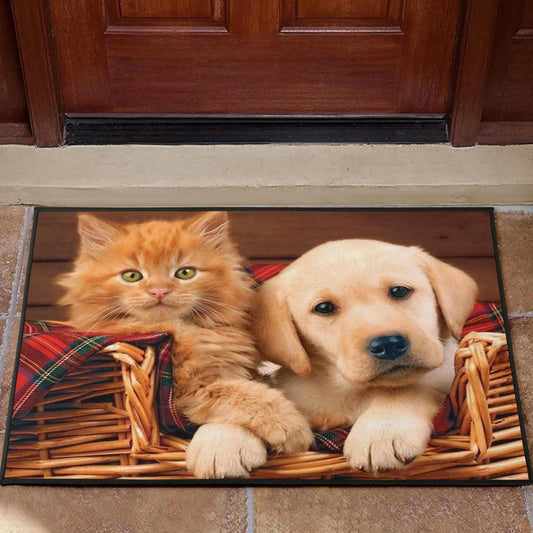 Cute Dog and Cat Door Mats
