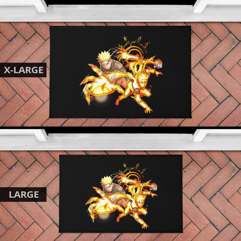 Naruto Anime Door Mat - Naruto Fighting Bijuu Mode Eight Trigram Seal Door Mat Home Decor