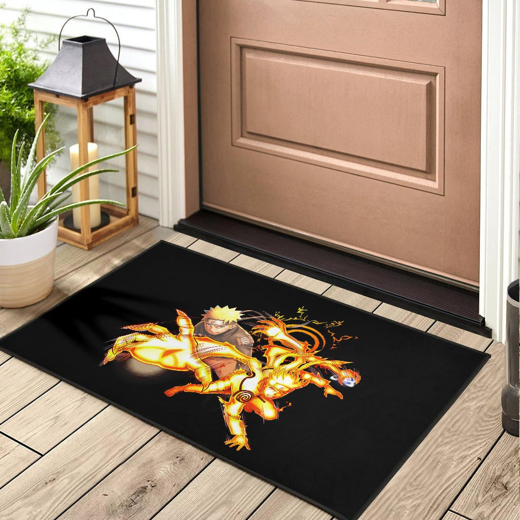 Naruto Anime Door Mat - Naruto Fighting Bijuu Mode Eight Trigram Seal Door Mat Home Decor