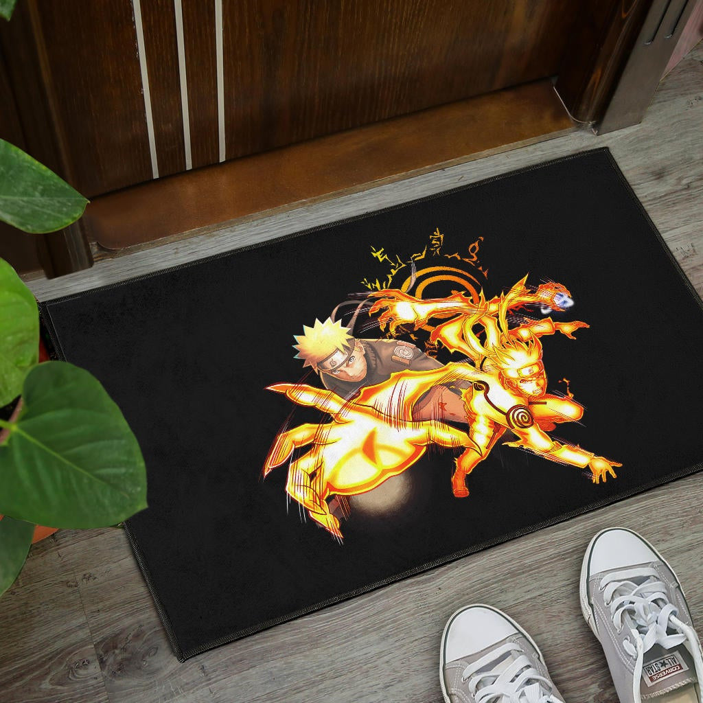 Naruto Anime Door Mat - Naruto Fighting Bijuu Mode Eight Trigram Seal Door Mat Home Decor