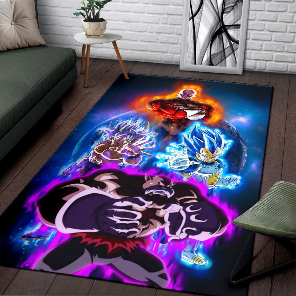 Dragon Ball Anime Area Rug - DB Super Saiyan Colorful Power Burst Limit Rugs Home Decor