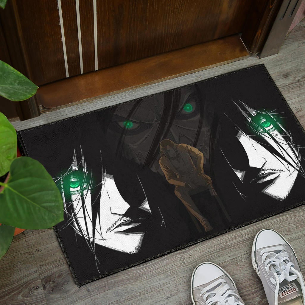 Attack On Titan Anime Door Mat - Eren The Titan Form With Green Eyes Artwork Door Mat Home Decor NA120104