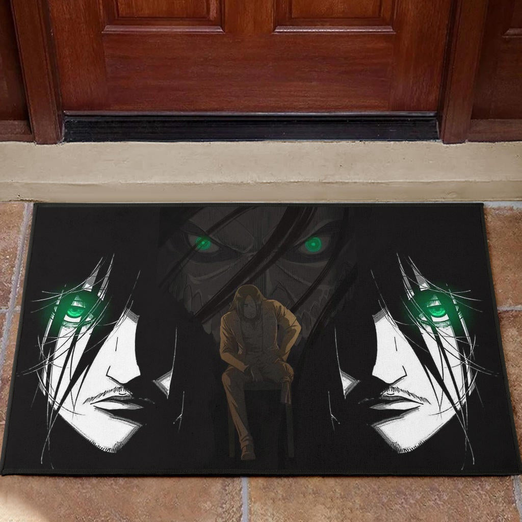 Attack On Titan Anime Door Mat - Eren The Titan Form With Green Eyes Artwork Door Mat Home Decor NA120104