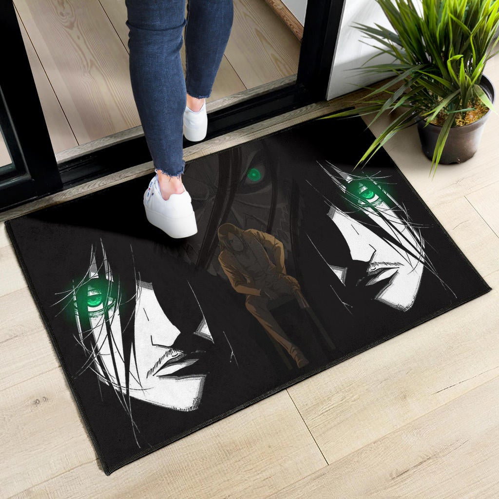 Attack On Titan Anime Door Mat - Eren The Titan Form With Green Eyes Artwork Door Mat Home Decor NA120104