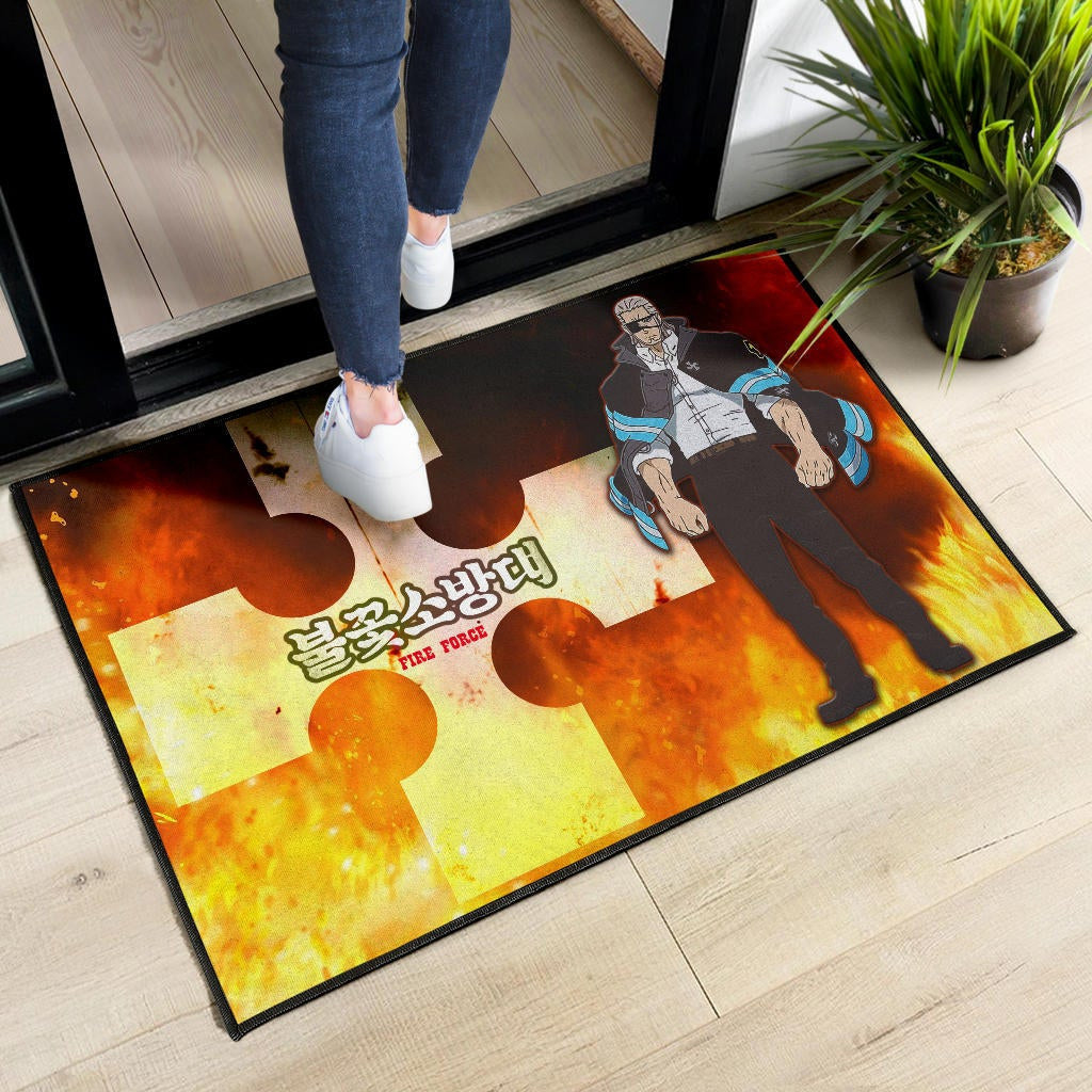 Fire Force Anime Door Mat Leonardo Barns No Emotion Standing In Fire Door Mat Home Decor