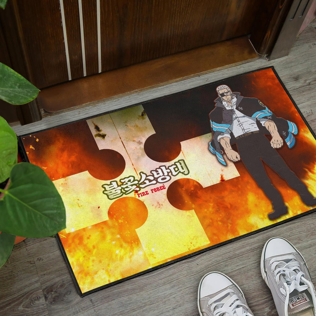 Fire Force Anime Door Mat Leonardo Barns No Emotion Standing In Fire Door Mat Home Decor