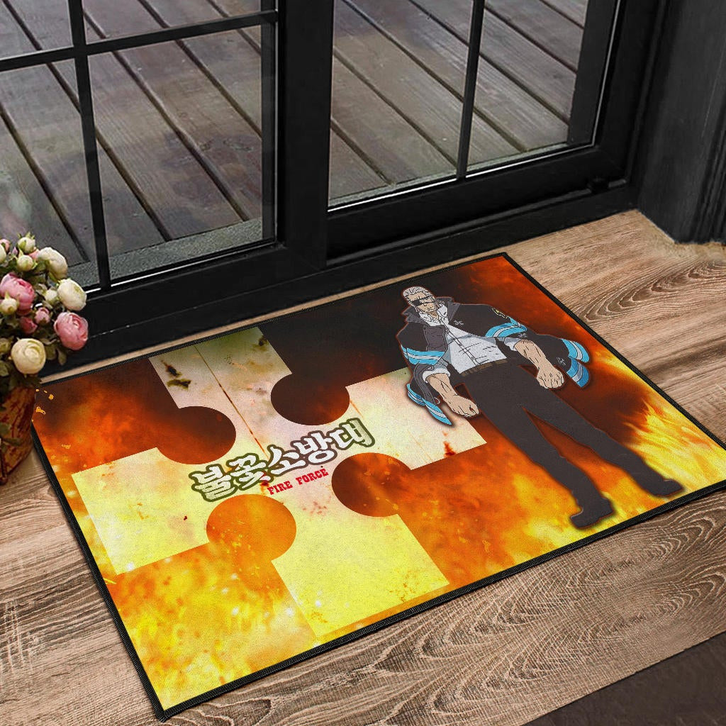 Fire Force Anime Door Mat Leonardo Barns No Emotion Standing In Fire Door Mat Home Decor