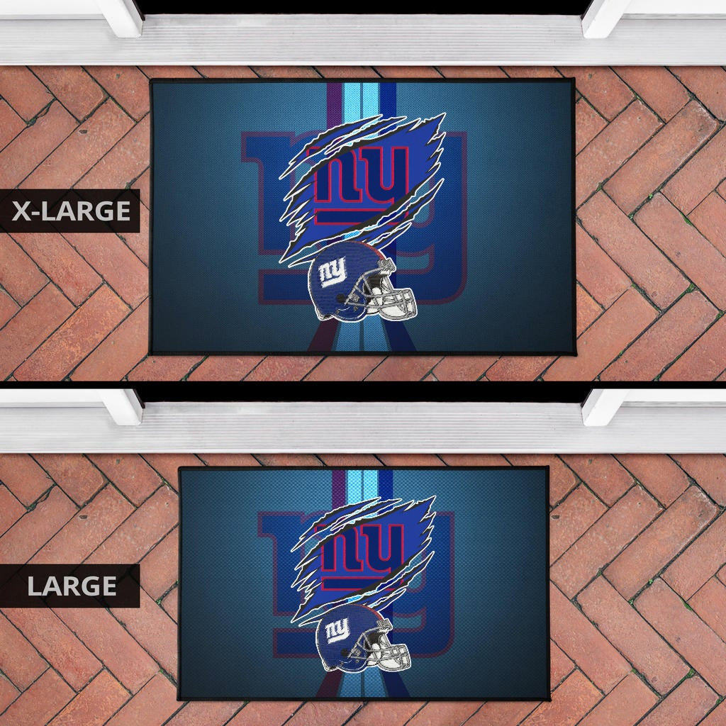 New York Giants American Football Team Door Mat Claw Scratches Reveal NY Text Blue Helmet Door Mat Home Decor