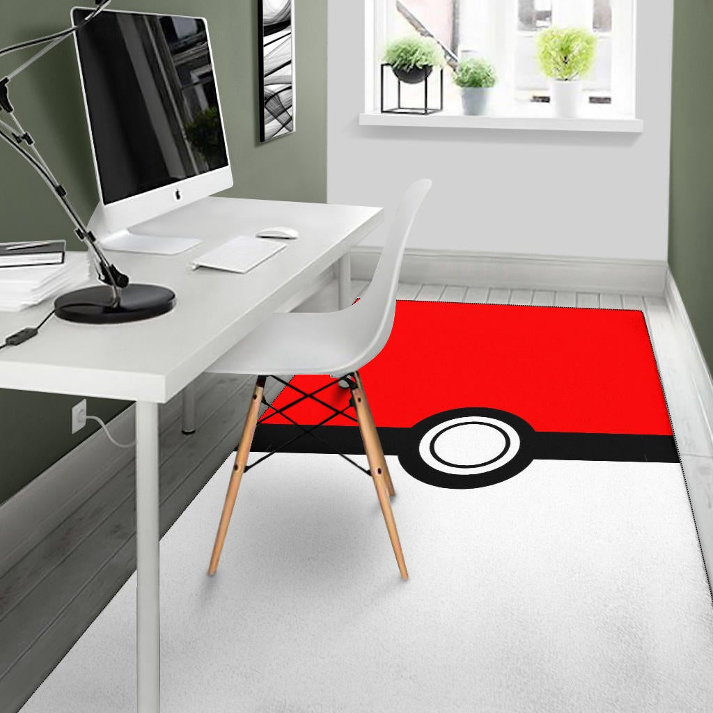 Pokemon Anime Area Rug - Minimalist Square Pokeball Go Rugs Home Decor