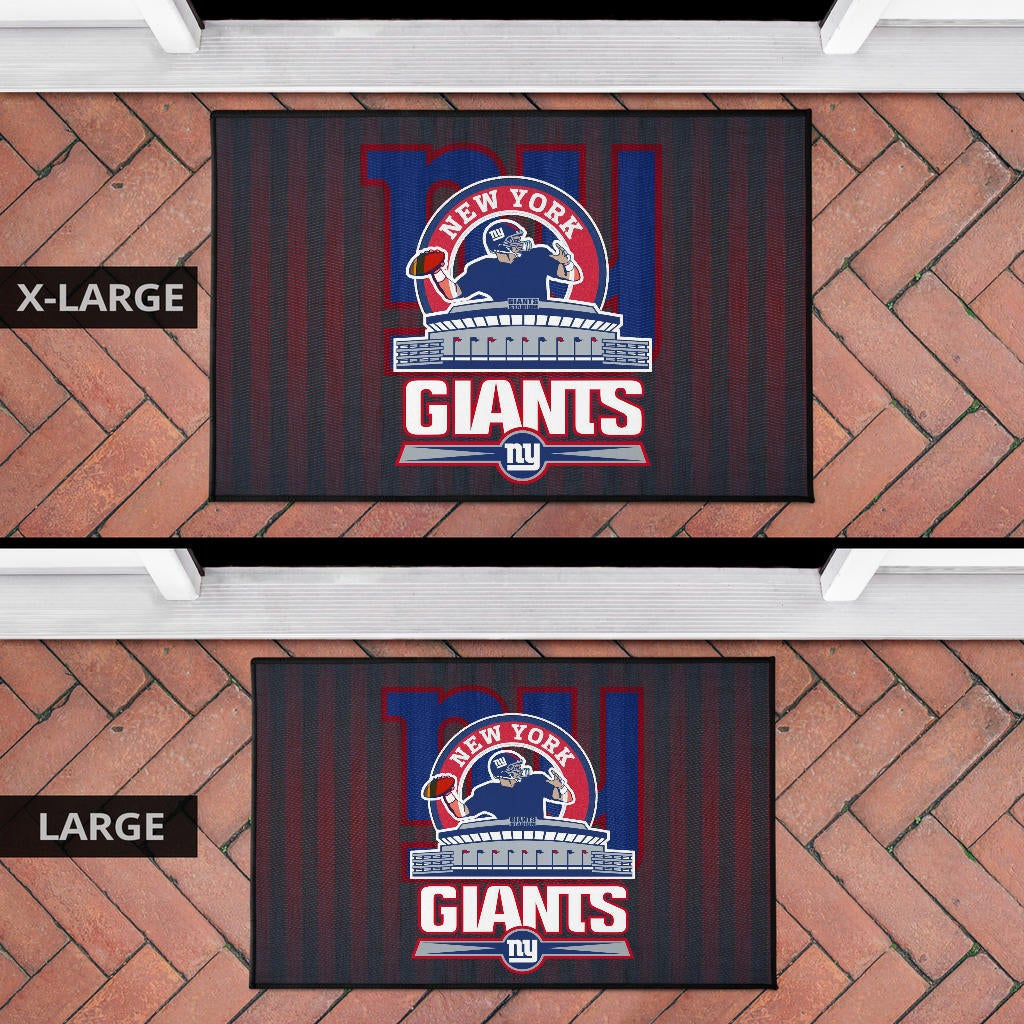 New York Giants American Football Team Door Mat Player Silhouette Throwing Rugby Ball Door Mat Home Decor