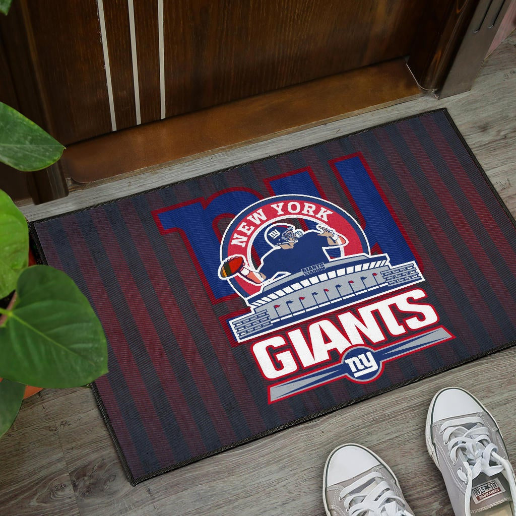 New York Giants American Football Team Door Mat Player Silhouette Throwing Rugby Ball Door Mat Home Decor