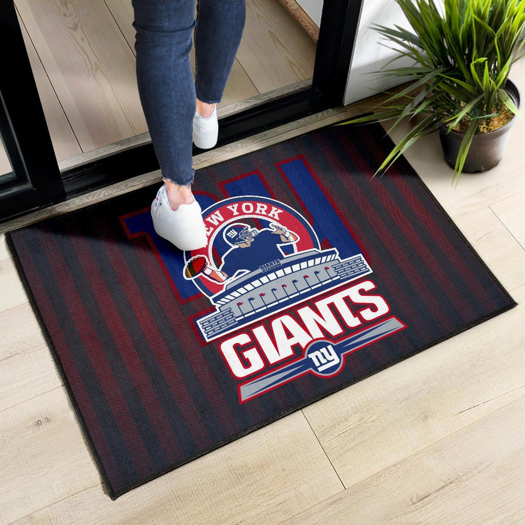New York Giants American Football Team Door Mat Player Silhouette Throwing Rugby Ball Door Mat Home Decor