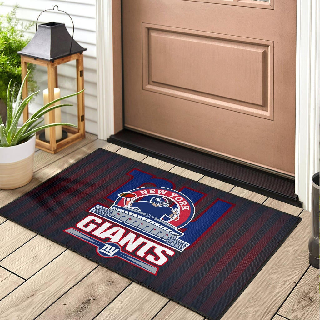 New York Giants American Football Team Door Mat Player Silhouette Throwing Rugby Ball Door Mat Home Decor