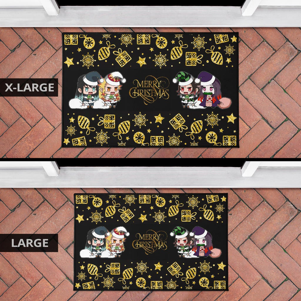 Demon Slayer Anime Door Mat - Tanjiro Nezuko Rengoku And Muichiro Xmas Gift Christmas Symbol Door Mat Home Decor
