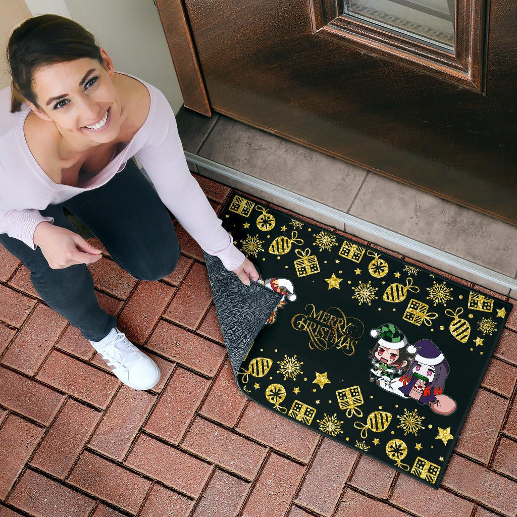 Demon Slayer Anime Door Mat - Tanjiro Nezuko Rengoku And Muichiro Xmas Gift Christmas Symbol Door Mat Home Decor