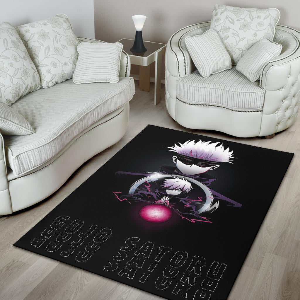 Jujutsu Kaisen Anime Area Rug Satoru Gojo Magic Ball Red Power Black Rugs Home Decor
