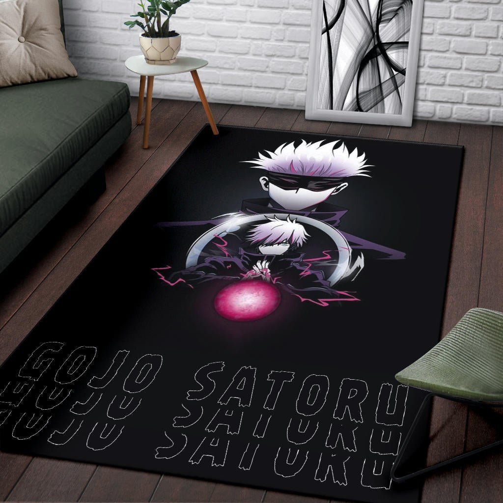 Jujutsu Kaisen Anime Area Rug Satoru Gojo Magic Ball Red Power Black Rugs Home Decor
