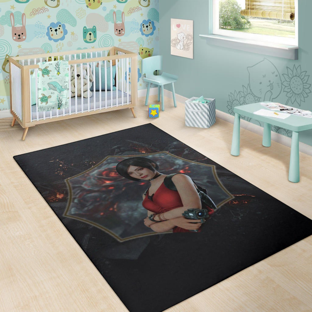 Resident Evil Game Area Rug - Pretty Ada Wong Red Dress Rugs Home Decor