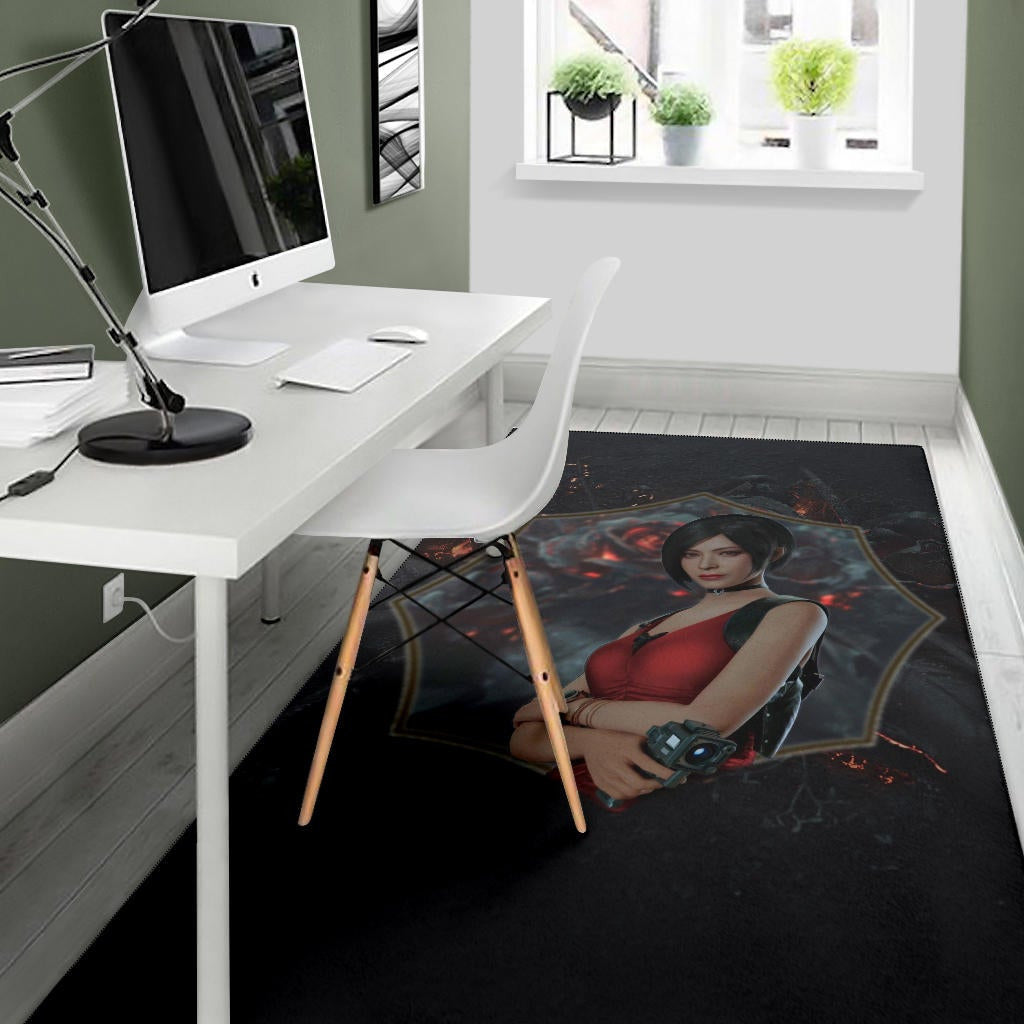 Resident Evil Game Area Rug - Pretty Ada Wong Red Dress Rugs Home Decor