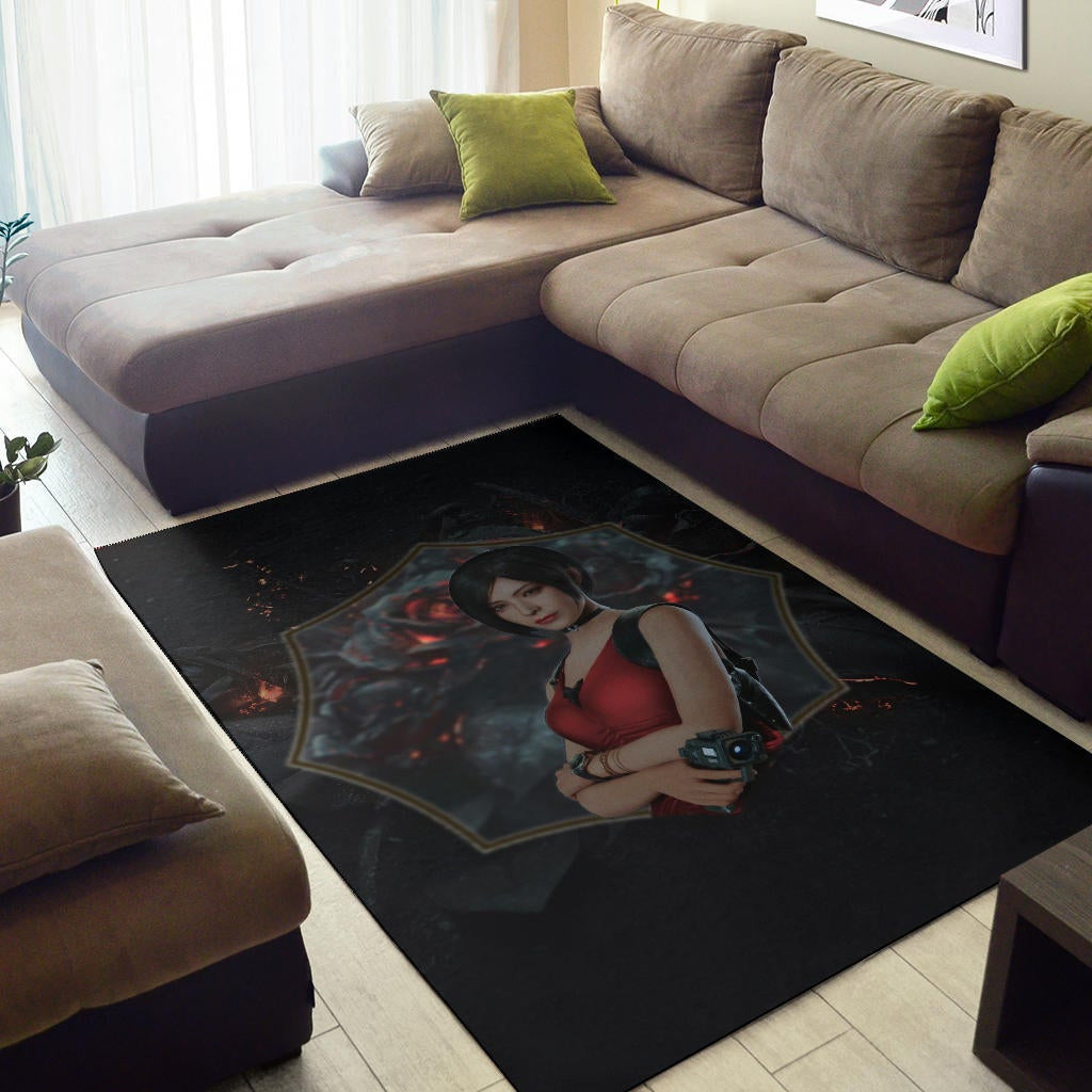 Resident Evil Game Area Rug - Pretty Ada Wong Red Dress Rugs Home Decor