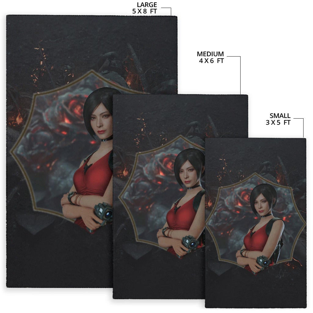 Resident Evil Game Area Rug - Pretty Ada Wong Red Dress Rugs Home Decor