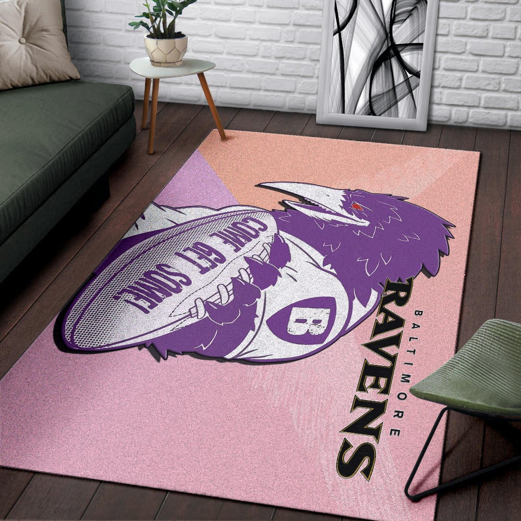 Baltimore Ravens American Football Team Area Rug Evil Purple Raven Silhouette Come Get Some Rugby Rugs Home Decor