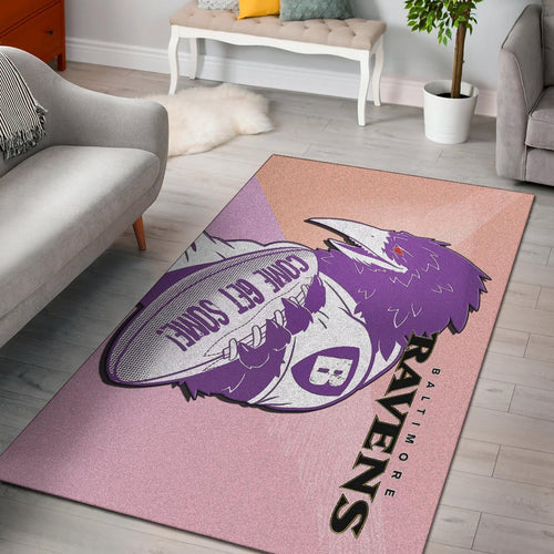 Baltimore Ravens American Football Team Area Rug Evil Purple Raven Silhouette Come Get Some Rugby Rugs Home Decor