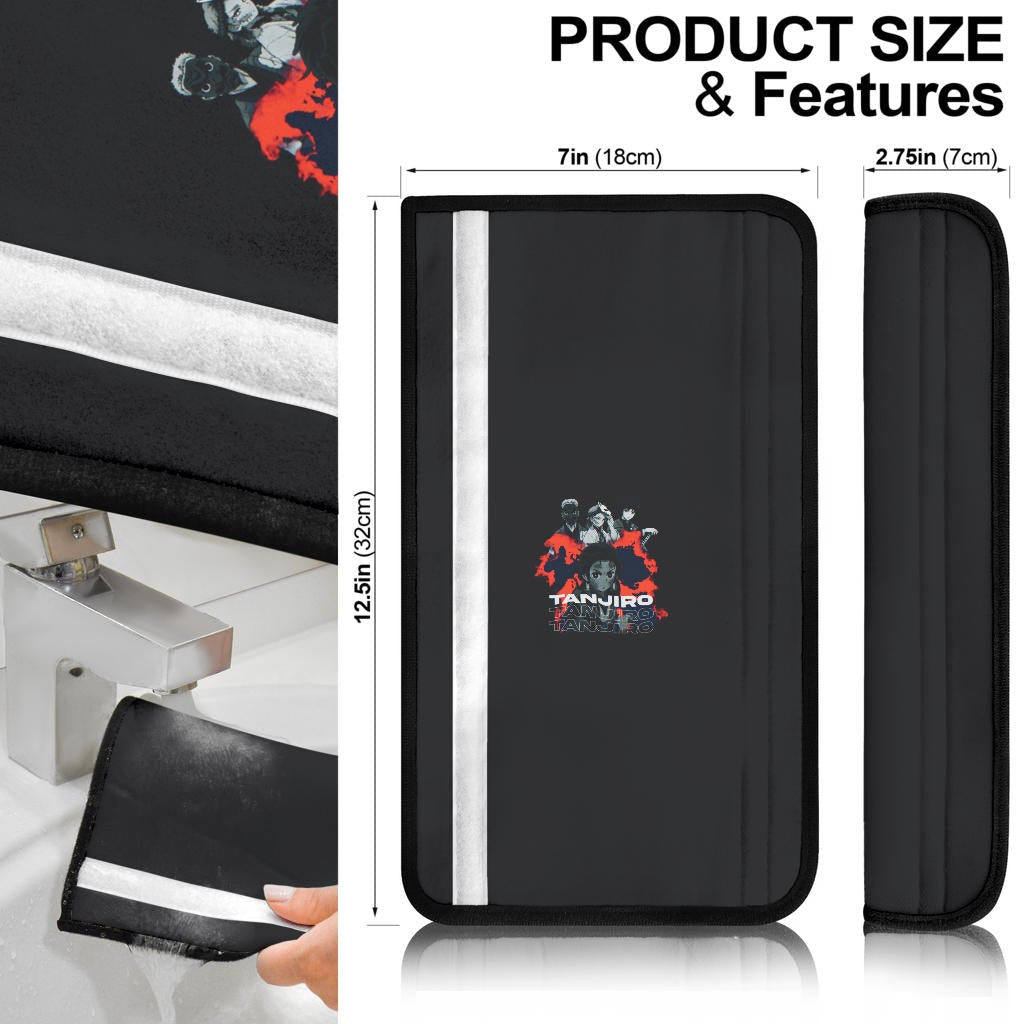 Demon Slayer Anime Seat Belt Covers - Tanjiro And Nezuko Kamado Power In Circle Belt Covers