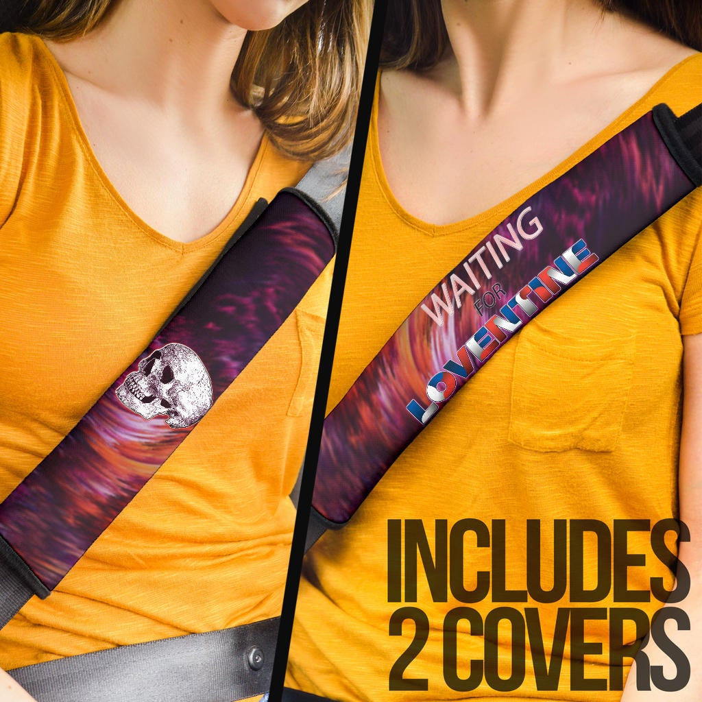 Valentine Seat Belt Covers - Old Skull Waiting For Loventine Artwork Belt Covers