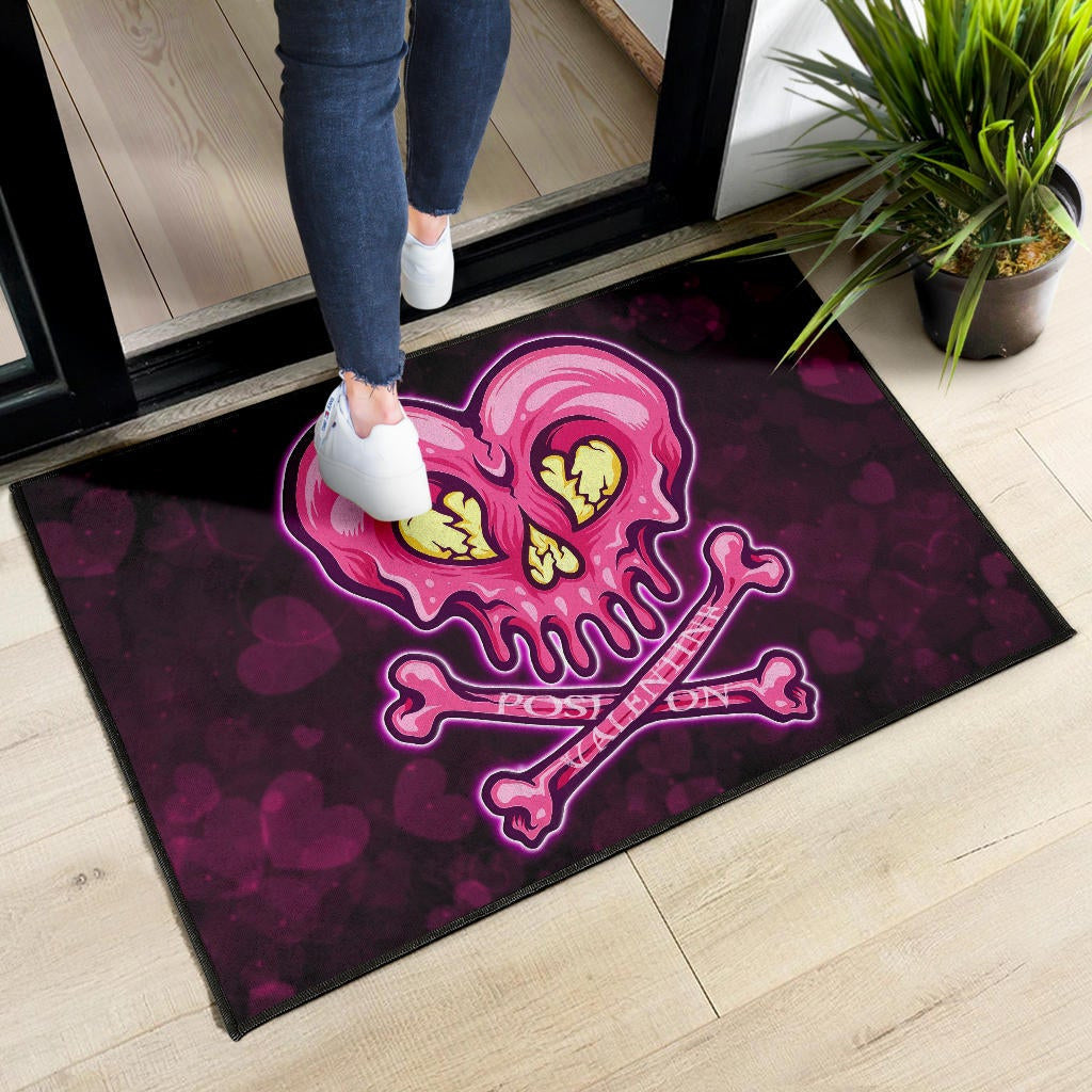 Valentine Door Mat Melting Heart Skull Poison Valentine Heart Background Door Mat Home Decor NT121103