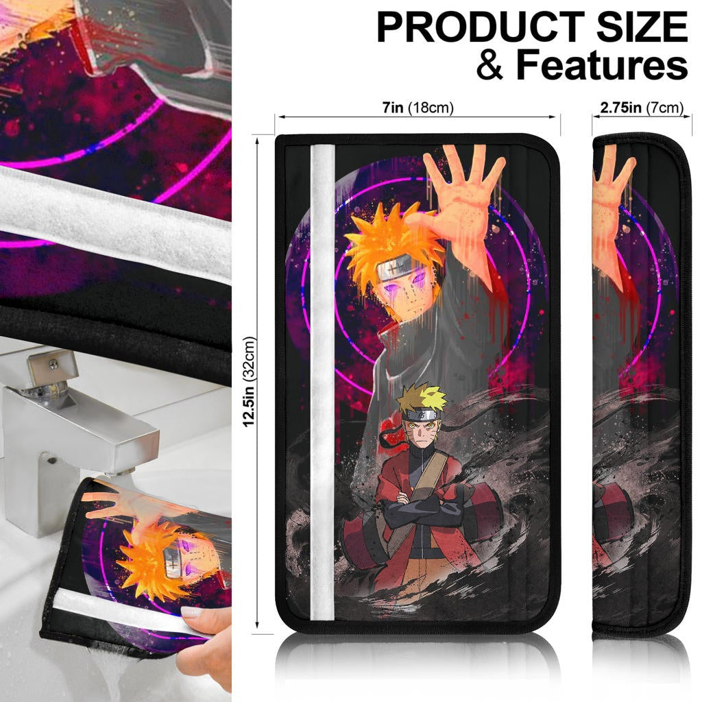 Naruto Anime Seat Belt Covers - Naruto Sage Mode Fighting Pain Eight Trigrams Seal Broken Belt Covers