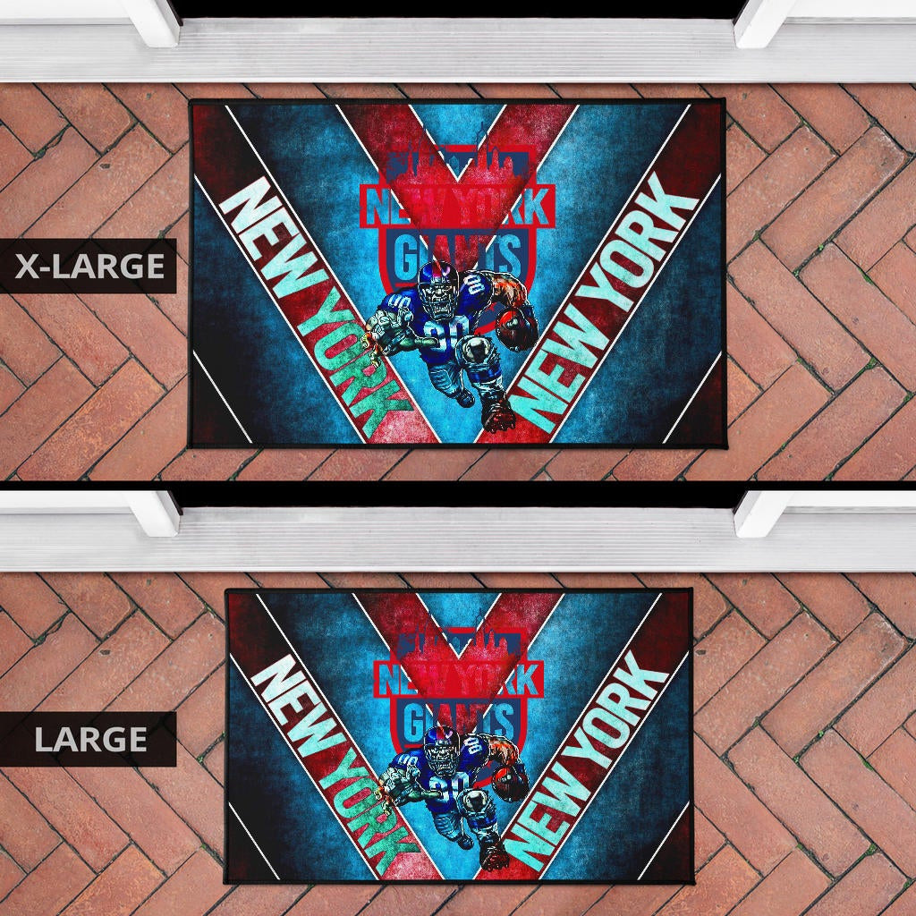 New York Giants American Football Team Door Mat Muscle Player Holding Rugby And Running Door Mat Home Decor