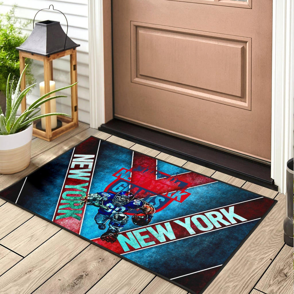 New York Giants American Football Team Door Mat Muscle Player Holding Rugby And Running Door Mat Home Decor